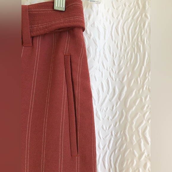 Aritzia Wilfred Red Tie-Front Pant Pinstripe High-waisted Dress Trouser Pant - Picture 6 of 14